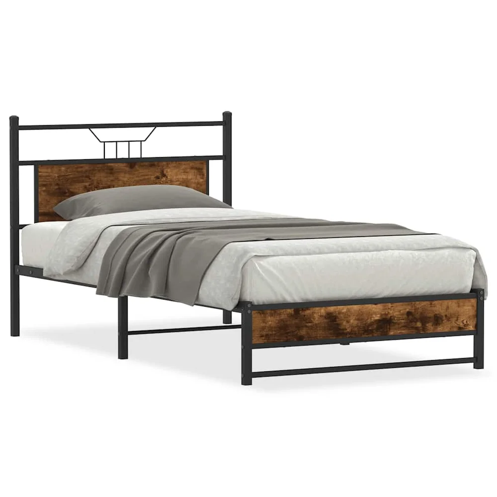 vidaXL Sengeramme uten madrass røkt eik 100x200 cm konstruert tre v:481479