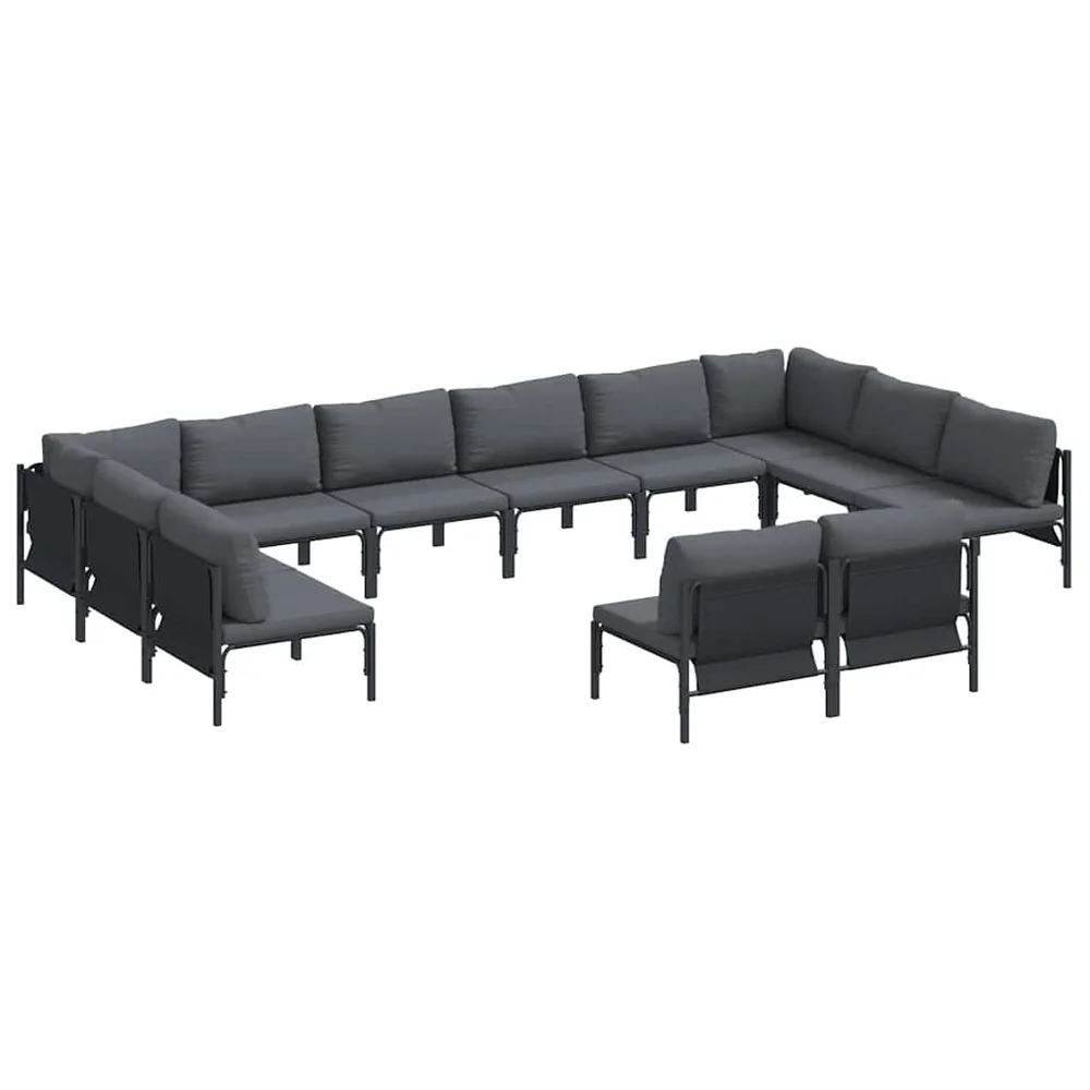 vidaXL Hagesofa Set 12 stk. Svart Stål v:9867254