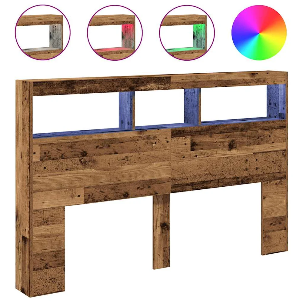 vidaXL Hodegavl skap med LED gammelt tre 160x17x102 cm v:4089368