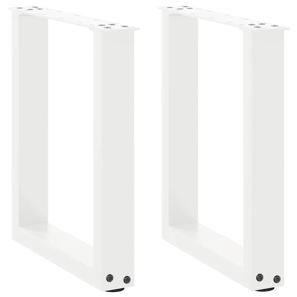 vidaXL Salongbordben U-formet 2 stk hvit 38 x (42-43) cm stål v:7607500