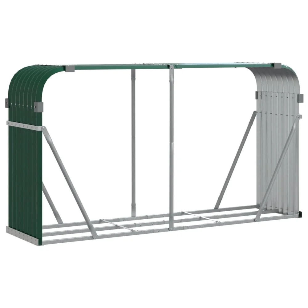 vidaXL Vedholder grønn 180x45x100 cm galvanisert stål v:2720993 vidaXL Vedholder grønn 180x45x100 cm galvanisert stål v:2720993