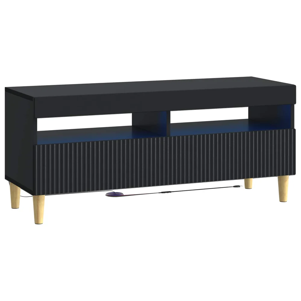 vidaXL LED TV-skap ARNHEM 100 x 35 x 43 cm Svart Konstruert tre v:4560267 vidaXL LED TV-skap ARNHEM 100 x 35 x 43 cm Svart Konstruert tre v:4560267