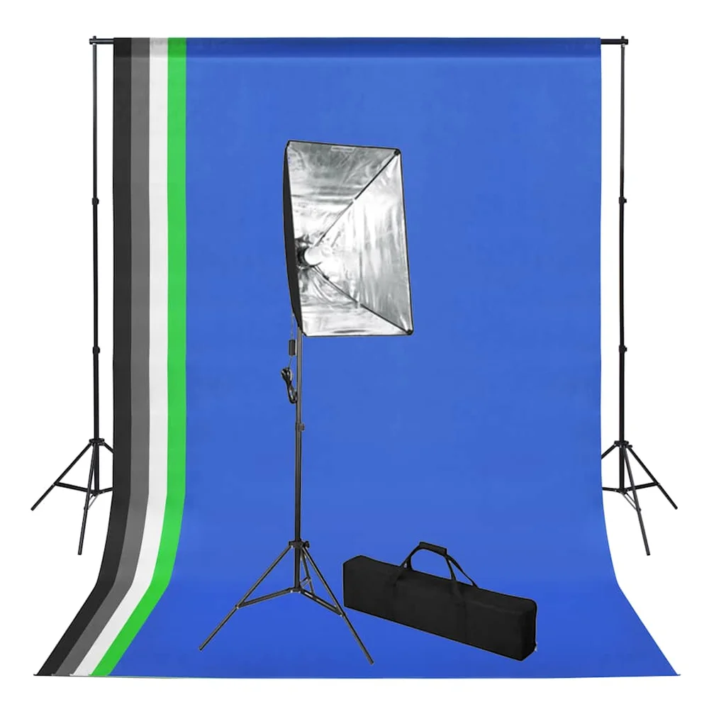 vidaXL Fotostudiosett med bakgrunner og softbokslys v:9601700 vidaXL Fotostudiosett med bakgrunner og softbokslys v:9601700