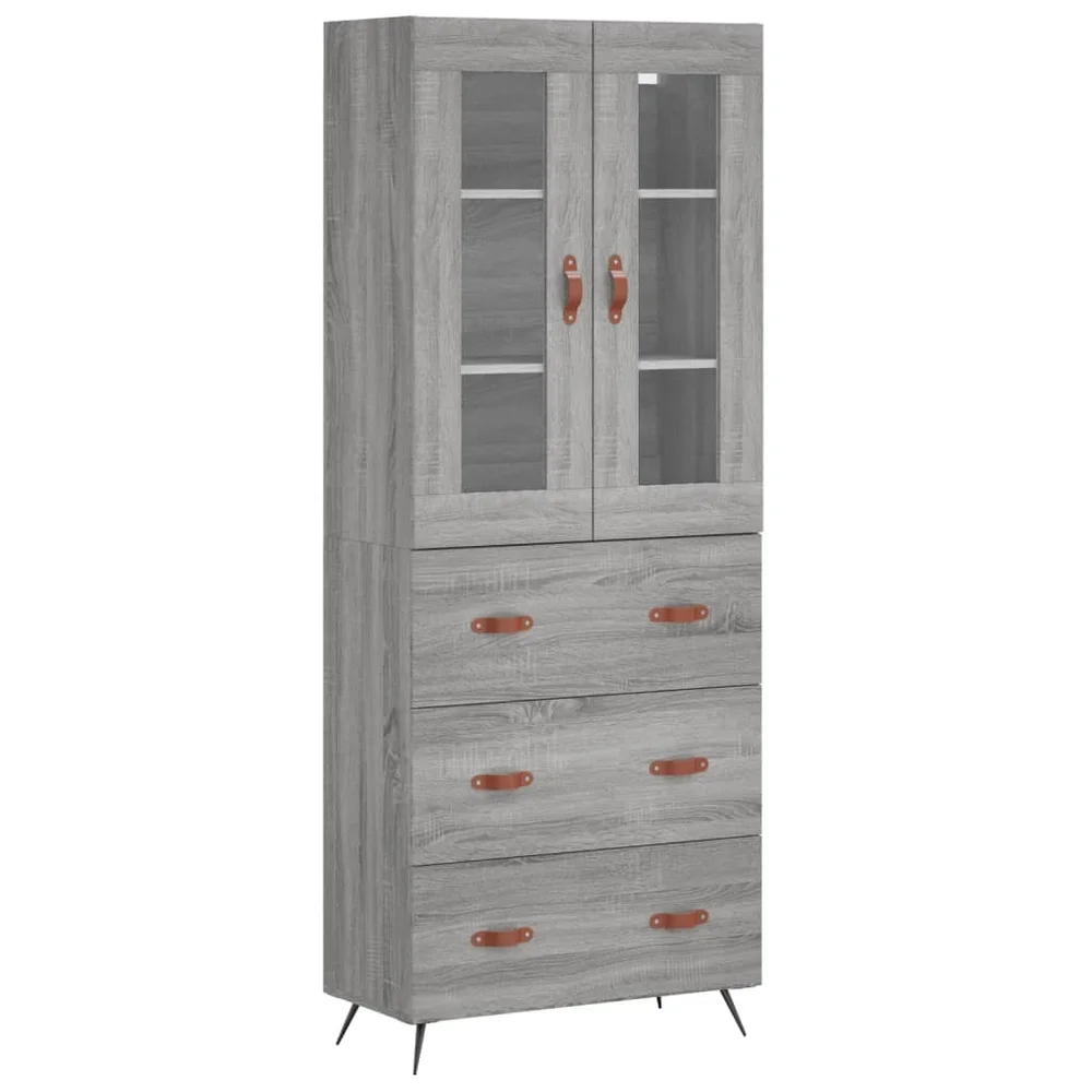 vidaXL Highboard grå sonoma 69,5x34x180 cm konstruert tre v:2739981 vidaXL Highboard grå sonoma 69,5x34x180 cm konstruert tre v:2739981