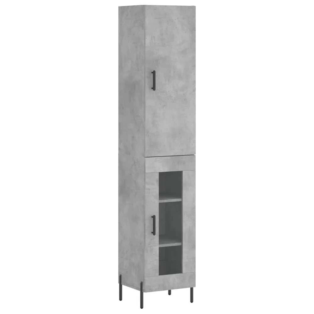 vidaXL Highboard betonggrå 34,5x34x180 cm konstruert tre v:5121363 vidaXL Highboard betonggrå 34,5x34x180 cm konstruert tre v:5121363