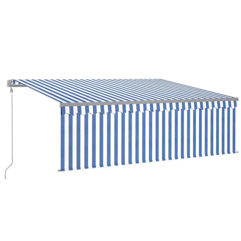 vidaXL Automatisk markise rullegardin LED vindsensor 4,5×3 m blå hvit v:9948439 vidaXL Automatisk markise rullegardin LED vindsensor 4,5×3 m blå hvit v:9948439