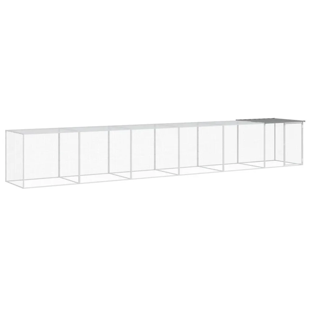 vidaXL Kyllingbur med tak lysegrå 603x98x90 cm galvanisert stål v:6623951