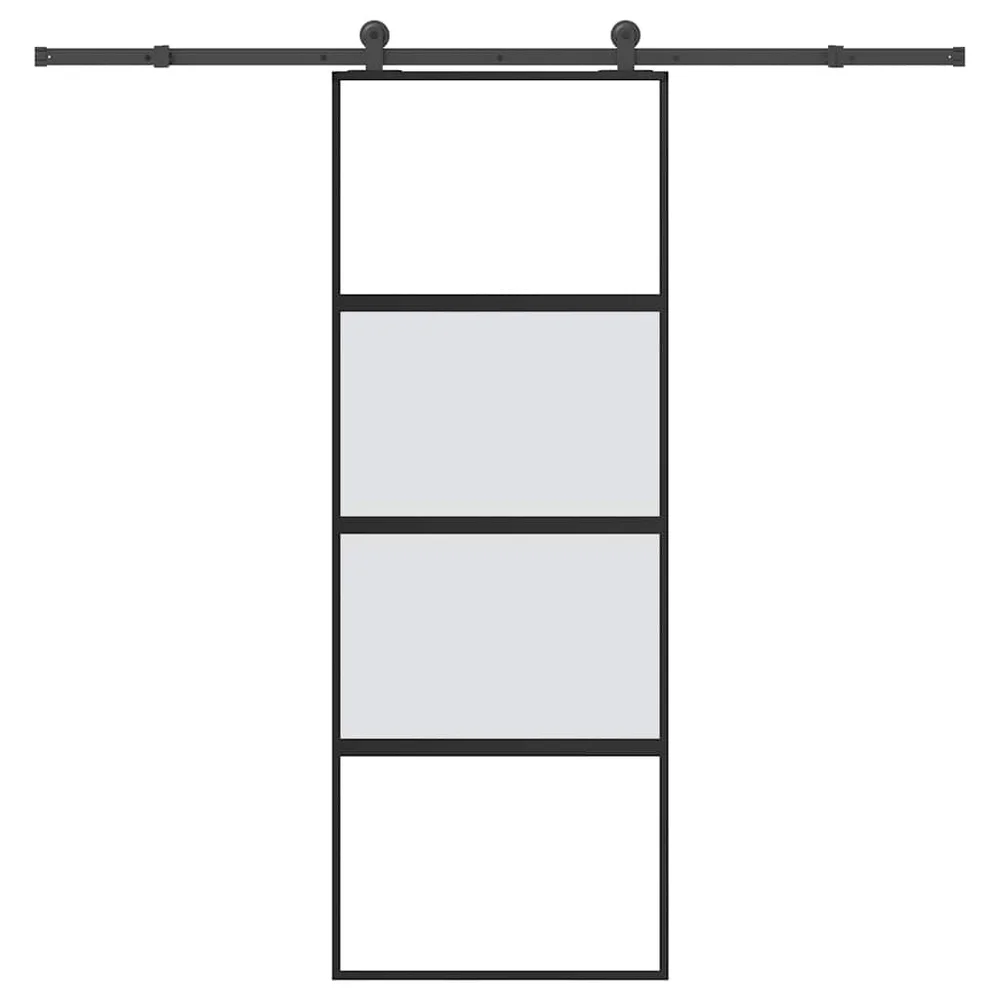 vidaXL Skyvedør med monteringssett 76x205 cm herdet glass og aluminium v:5716451