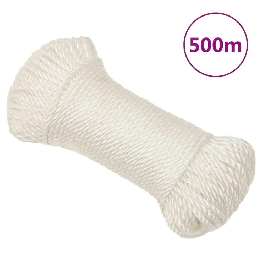 vidaXL Arbeidstau hvit 8 mm 500 m polypropylen v:5514582