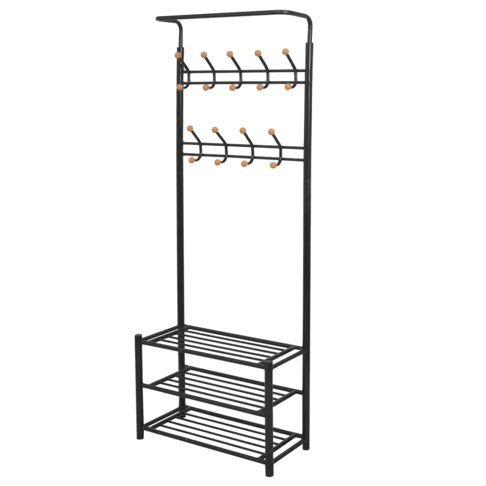vidaXL Klesstativ med skohylle 68x32x182,5 cm svart v:1228748 vidaXL Klesstativ med skohylle 68x32x182,5 cm svart v:1228748