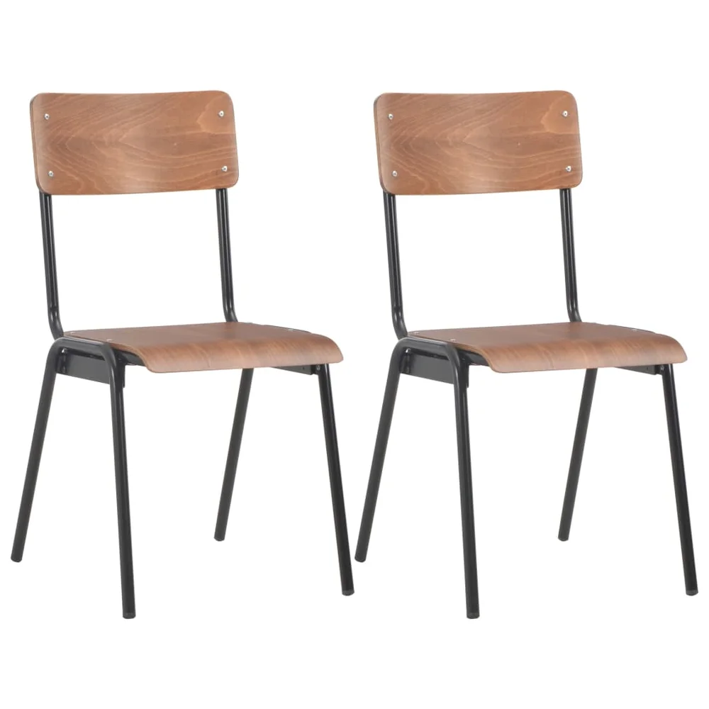 vidaXL Spisestoler 2 stk brun solid kryssfinér stål v:3927420 vidaXL Spisestoler 2 stk brun solid kryssfinér stål v:3927420