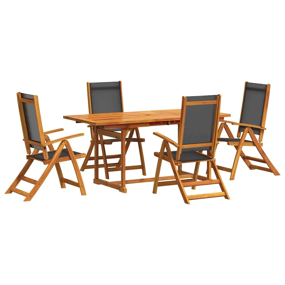 vidaXL Hagespisegruppe 5 deler heltre akasie og textilene v:3595571