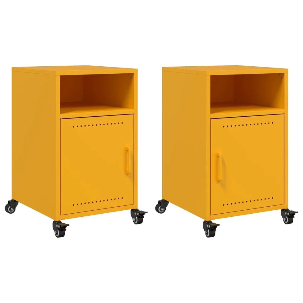 vidaXL Nattbord 2 stk sennepsgul 36x39x59 cm stål v:2842933