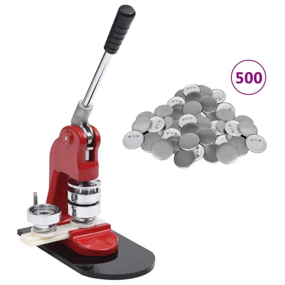 vidaXL Buttonsmaskin med 500 buttonsdeler med nål 58 mm v:9063107 vidaXL Buttonsmaskin med 500 buttonsdeler med nål 58 mm v:9063107