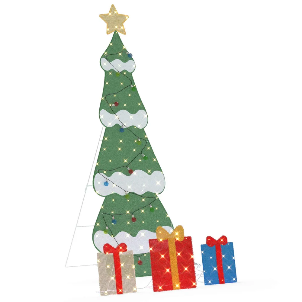 vidaXL Belyst juletre med 3 gaveesker 2D varm hvit Flerfarget 150 cm v:9205827 vidaXL Belyst juletre med 3 gaveesker 2D varm hvit Flerfarget 150 cm v:9205827