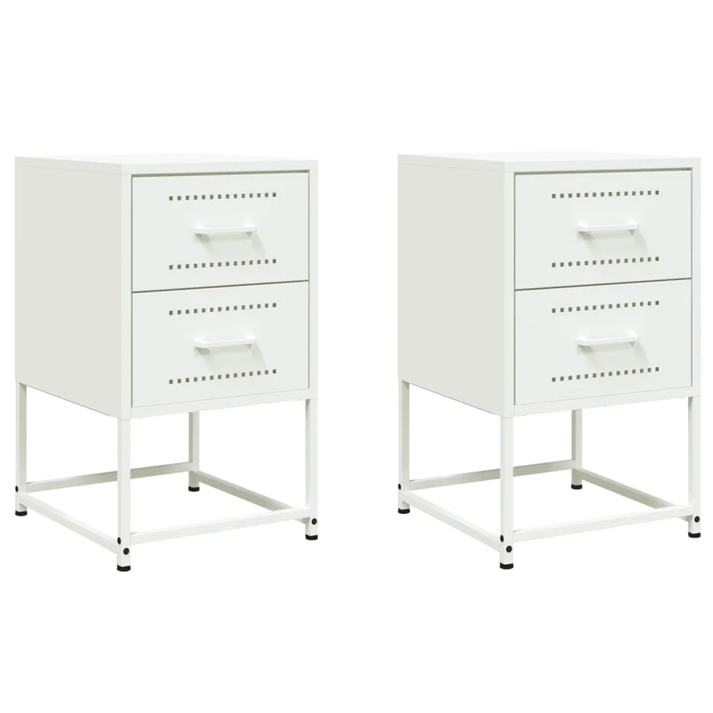 vidaXL Nattbord 2 stk hvit 36x39x60,5 cm stål v:3775333