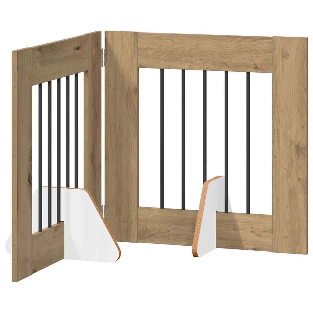 vidaXL Foldbar hundegitter med stativer 2 stk. Artisan eik 120,5 cm v:4269336 vidaXL Foldbar hundegitter med stativer 2 stk. Artisan eik 120,5 cm v:4269336