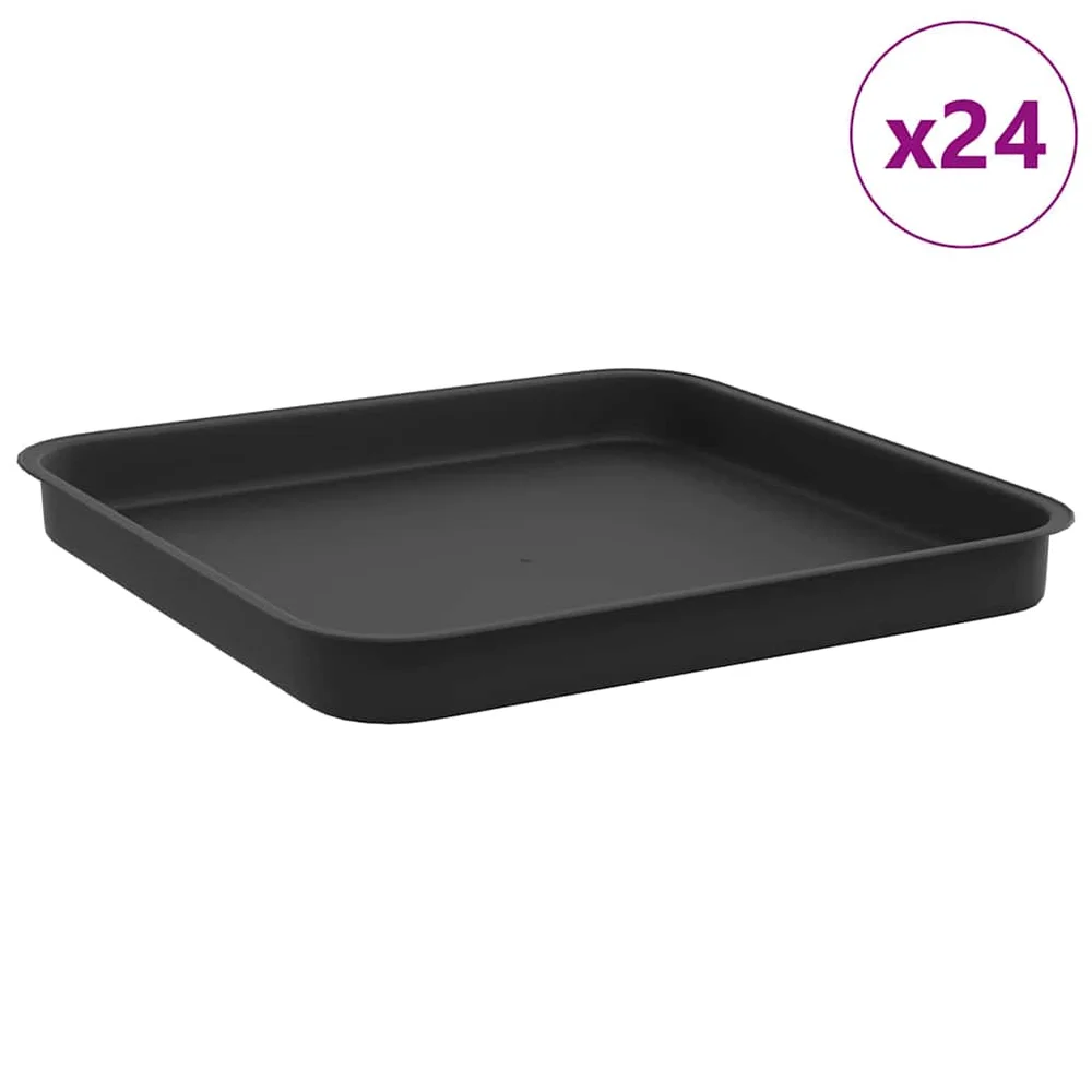 vidaXL Firkantet Blomsterbrett 24 stk. Svart 25,5 x 25,5 x 2,5 cm v:638084 vidaXL Firkantet Blomsterbrett 24 stk. Svart 25,5 x 25,5 x 2,5 cm v:638084