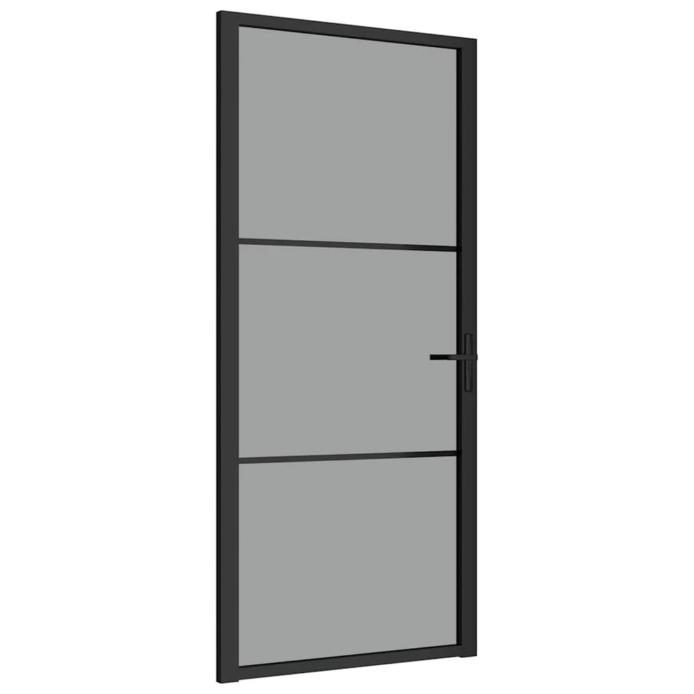 vidaXL Innerdør 93×201,5 cm svart ESG glass og aluminium v:3778470 vidaXL Innerdør 93×201,5 cm svart ESG glass og aluminium v:3778470
