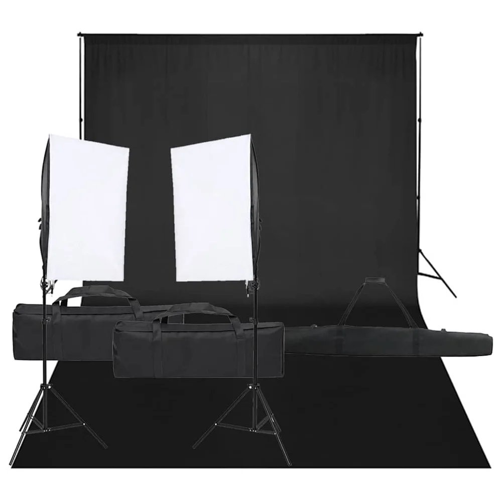 vidaXL Fotostudiosett med lyssett og bakgrunn v:2289544