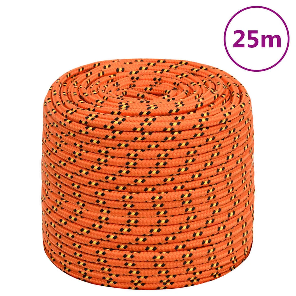 vidaXL Båttau oransje 10 mm 25 m polypropylen v:703072