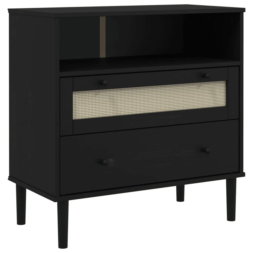 vidaXL Skjenk SENJA rotting utseende svart 80x40x80 cm heltre furu v:3900178