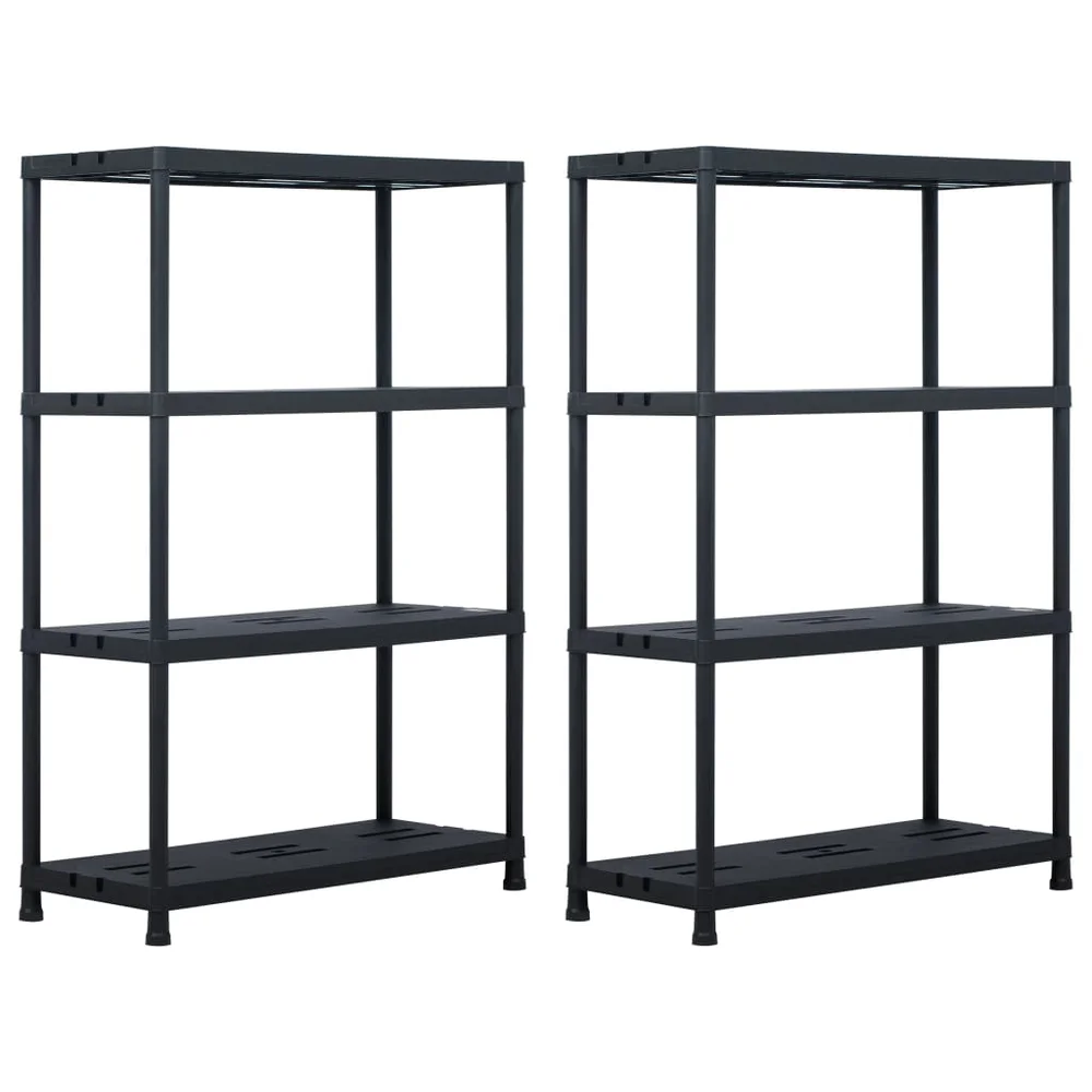 vidaXL Oppbevaringshylle 2 stk svart 220 kg 90x40x138 cm plast v:7739461