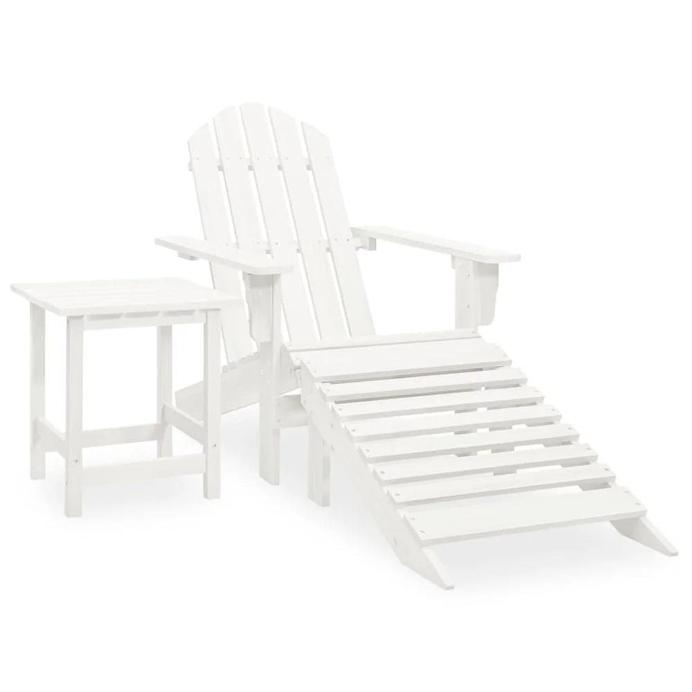 vidaXL Adirondack hagestol med ottoman og bord heltre gran hvit v:5343015 vidaXL Adirondack hagestol med ottoman og bord heltre gran hvit v:5343015