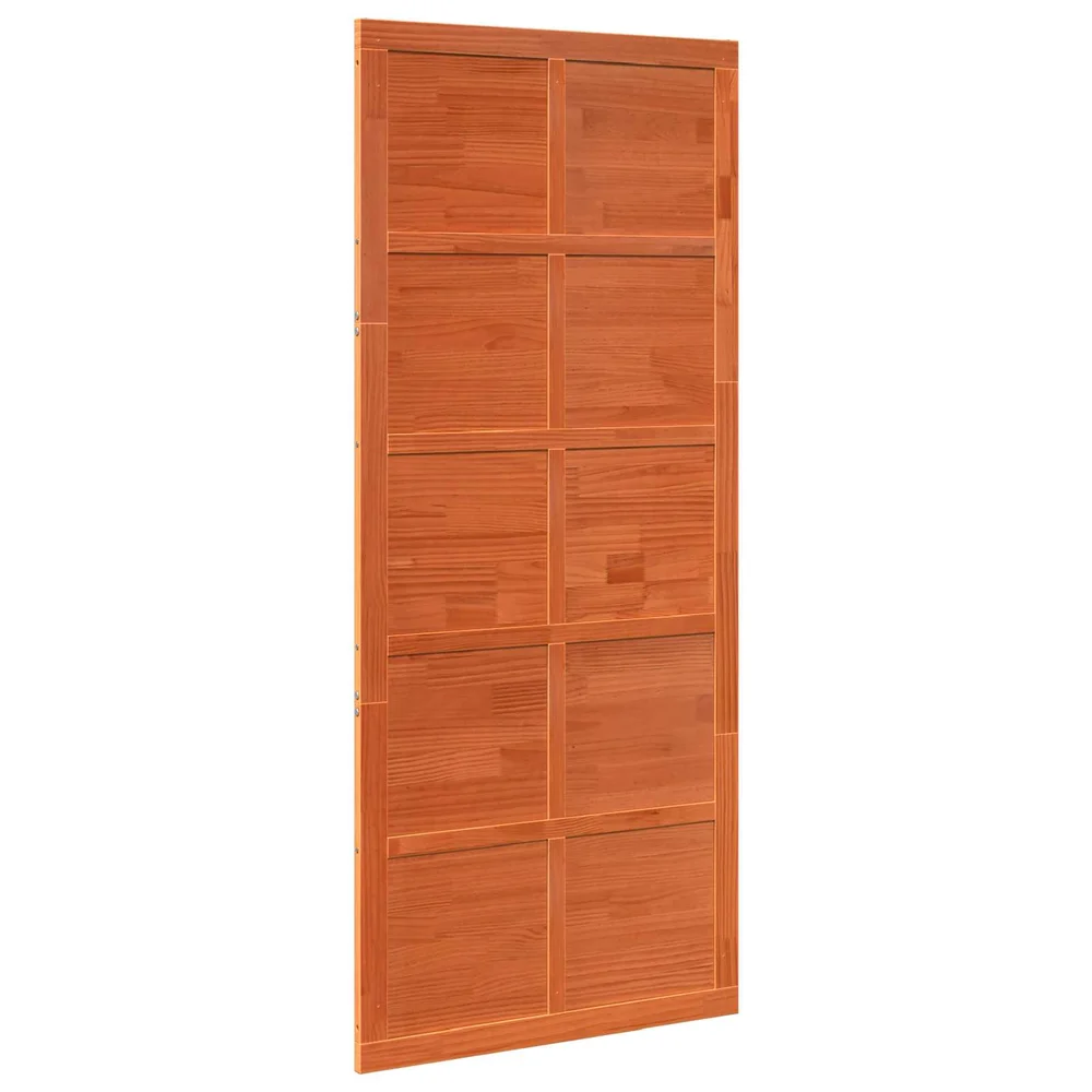 vidaXL Låvedør 80 x 2,5 x 208 cm Heltre furu Voksbrun v:9048528 vidaXL Låvedør 80 x 2,5 x 208 cm Heltre furu Voksbrun v:9048528