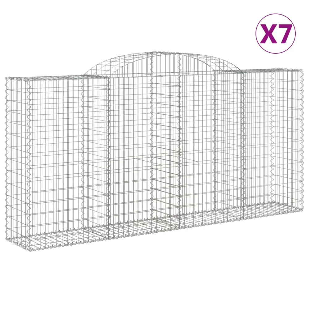 vidaXL Gabionkurver buede 7 stk 300x50x140/160 cm galvanisert jern v:4758328