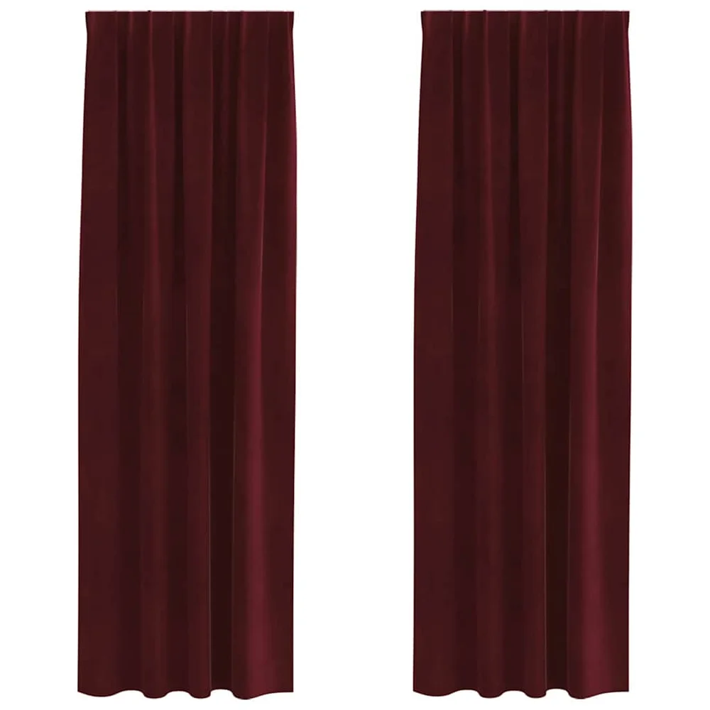 vidaXL Gardiner 2 stk. Vinrød 140 x 260 cm Fløyel v:4388100