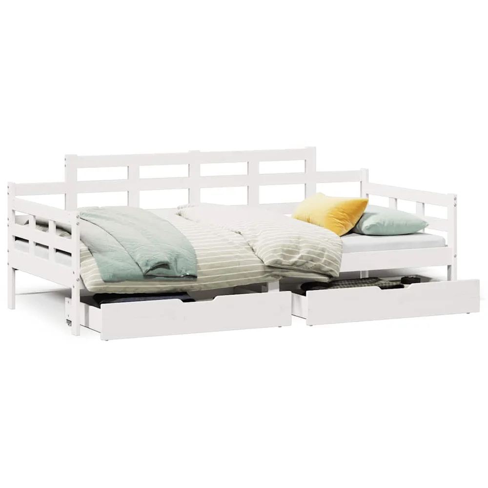 vidaXL Dagseng med skuffer hvit 90×200 cm heltre furu v:5542567 vidaXL Dagseng med skuffer hvit 90×200 cm heltre furu v:5542567