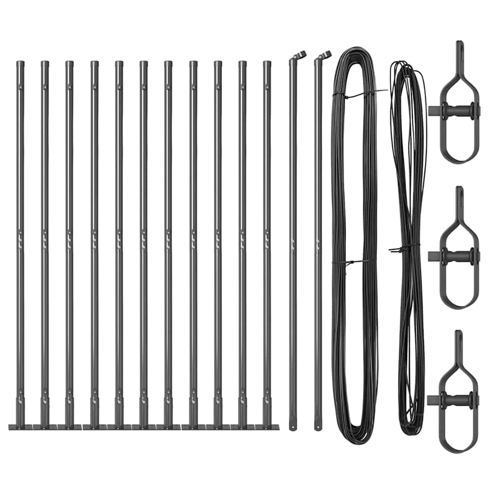 vidaXL Fence Post med betongfot 13 stk. Grå Pulverlakkert stål v:9501978 vidaXL Fence Post med betongfot 13 stk. Grå Pulverlakkert stål v:9501978