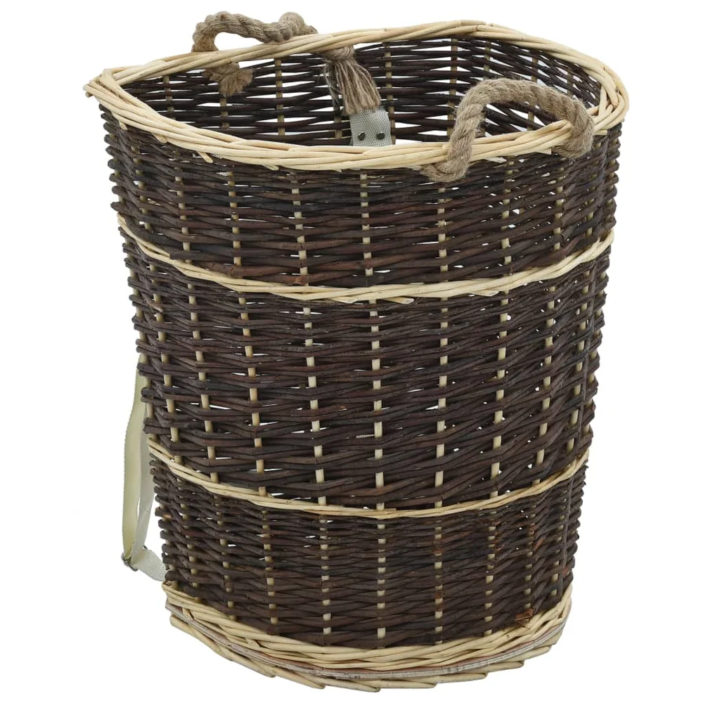 vidaXL Vedsekk med bærebelter 44,5x37x50 cm naturlig seljetre v:5617889 vidaXL Vedsekk med bærebelter 44,5x37x50 cm naturlig seljetre v:5617889