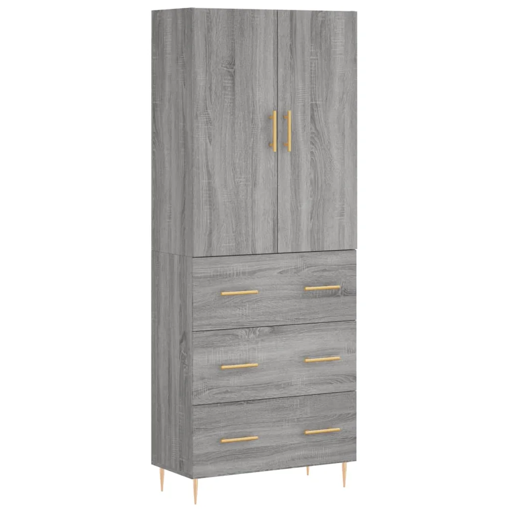 vidaXL Highboard grå sonoma 69,5x34x180 cm konstruert tre v:2641042 vidaXL Highboard grå sonoma 69,5x34x180 cm konstruert tre v:2641042