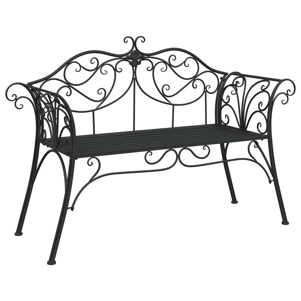 vidaXL Hagebenk 2 -seter 131 x 47,5 x 90 cm Stål Svart v:6805350