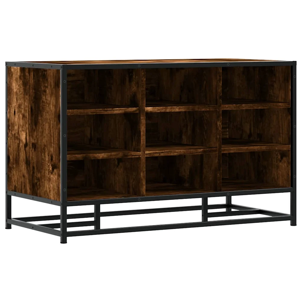 vidaXL Skobenk røkt eik 84x40x53,5 cm konstruert tre og metall v:8895665