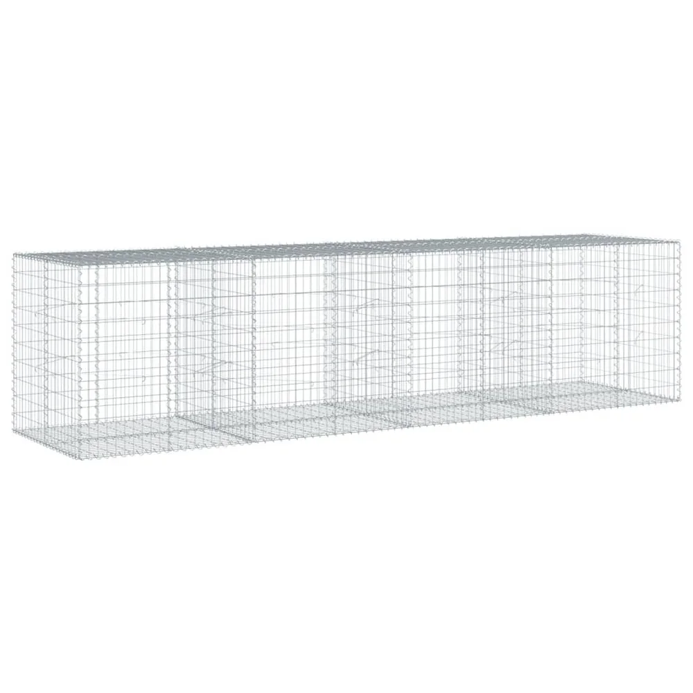 vidaXL Gabionkurv med deksel 400x100x100 cm galvanisert jern v:8276018 vidaXL Gabionkurv med deksel 400x100x100 cm galvanisert jern v:8276018