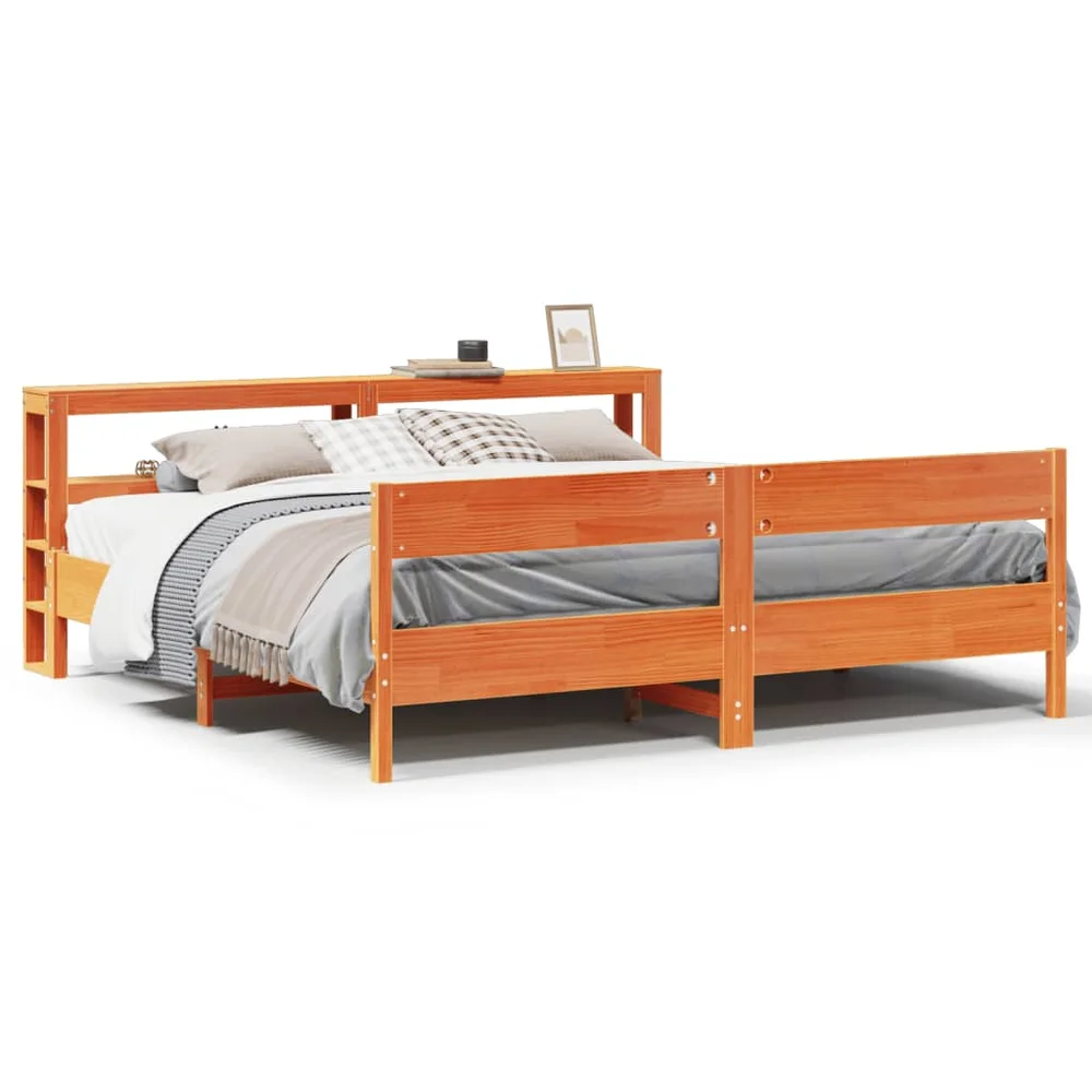vidaXL Sengeramme uten madrass voksbrun 180x200 cm heltre furu v:3502059