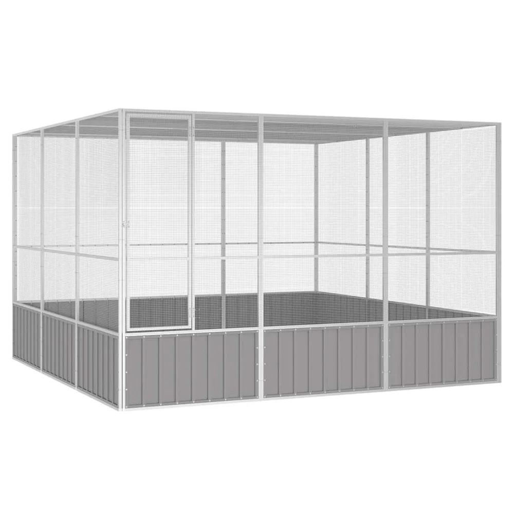 vidaXL Fuglebur grå 302,5×324,5×211,5 cm galvanisert stål v:6850078 vidaXL Fuglebur grå 302,5×324,5×211,5 cm galvanisert stål v:6850078