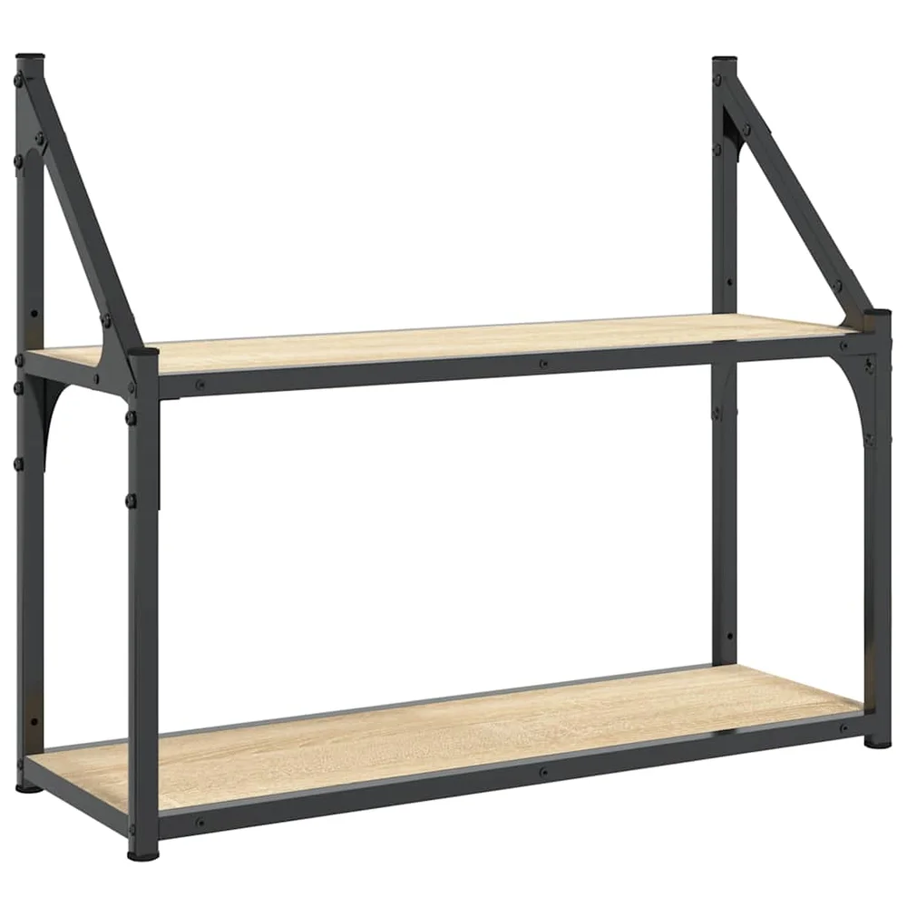 vidaXL 2-etasjes vegghylle sonoma eik 60x21x51 cm konstruert tre v:9100317 vidaXL 2-etasjes vegghylle sonoma eik 60x21x51 cm konstruert tre v:9100317