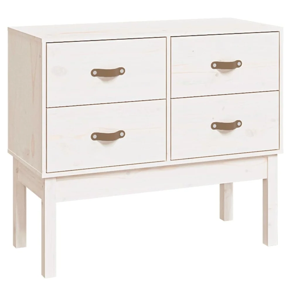 vidaXL Konsollskap hvit 90x40x78 cm heltre furu v:2054704