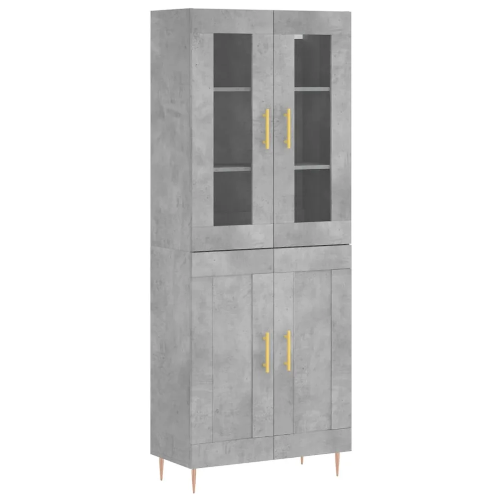 vidaXL Highboard betonggrå 69,5x34x180 cm konstruert tre v:9342949 vidaXL Highboard betonggrå 69,5x34x180 cm konstruert tre v:9342949