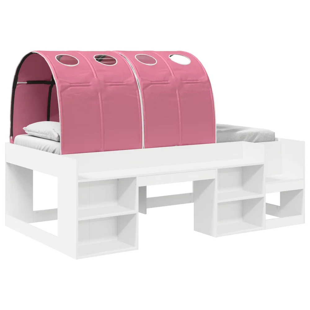 vidaXL Seng med tunnel med hylle 3 stk. Hvit og rosa Konstruert tre v:1395050