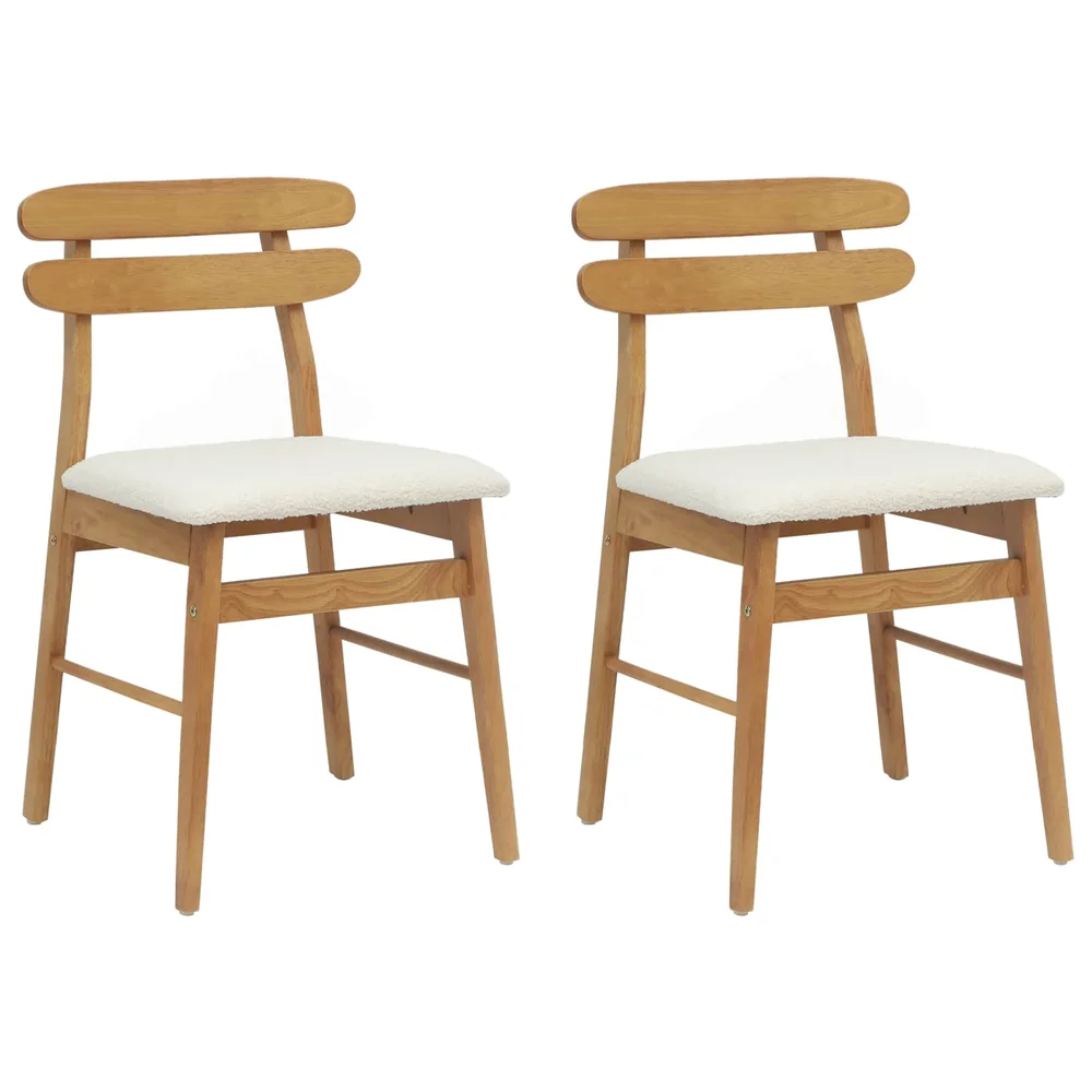vidaXL Spisestuestol 2 stk. Solid Gummitre Naturlig og Lys v:6625614