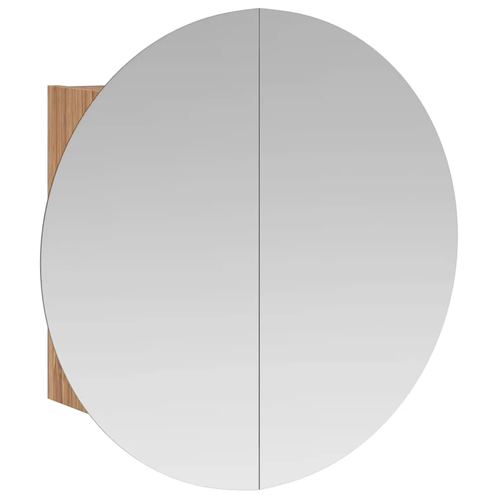vidaXL Baderomsskap med rundt speil og LED eik 40x40x17,5 cm v:1636915