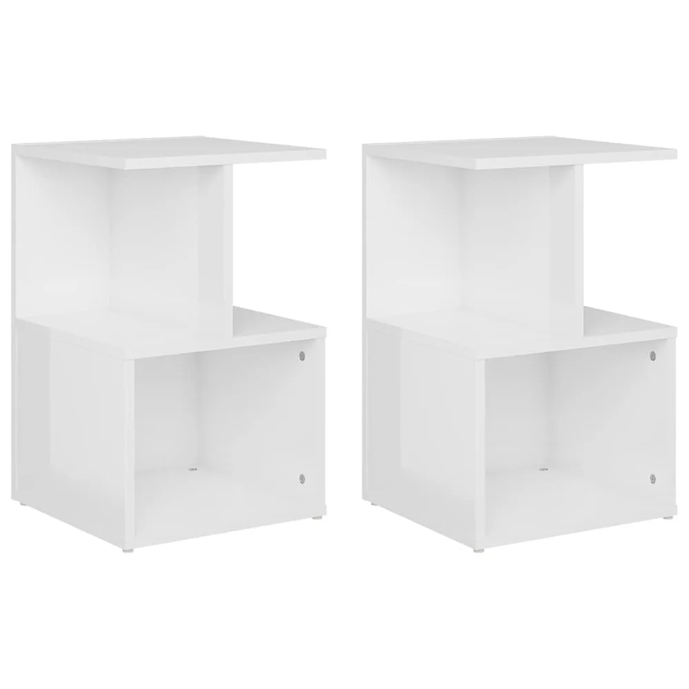 vidaXL Nattbord 2 stk høyglans hvit 35x35x55 cm konstruert tre v:3659692