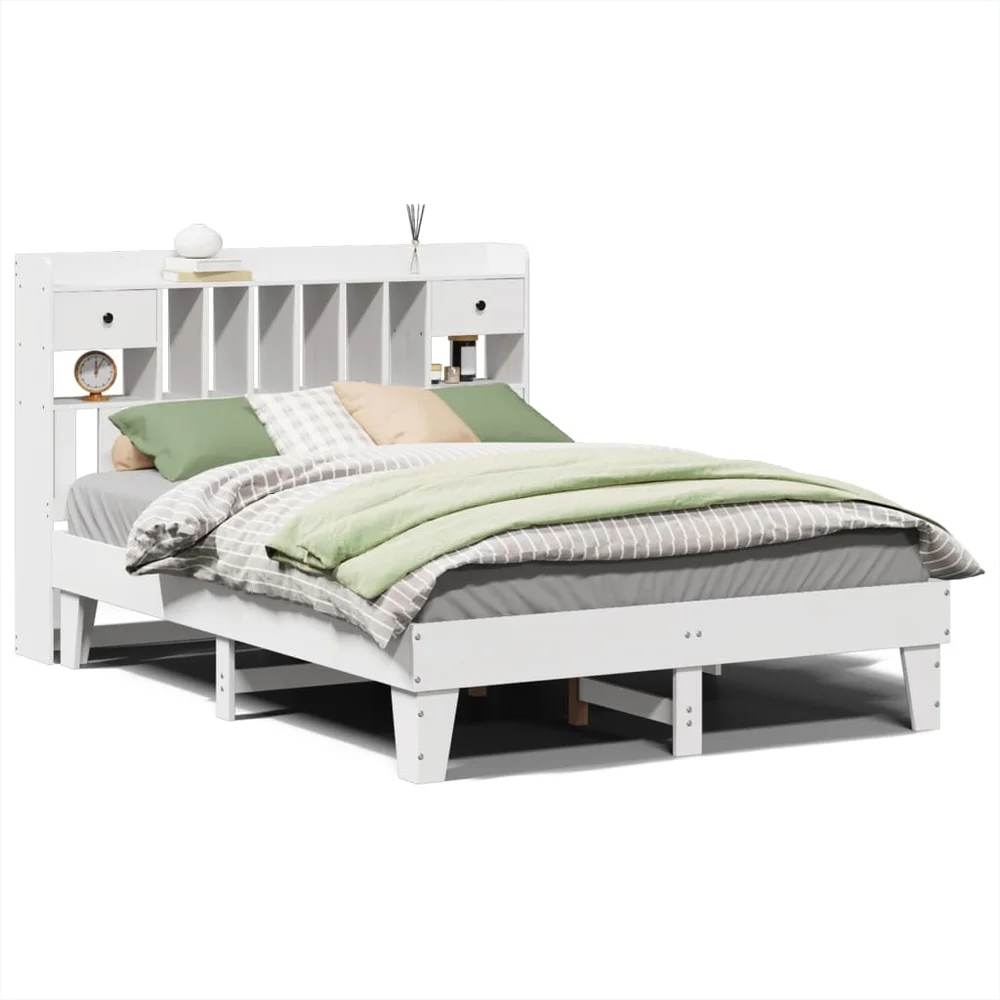 vidaXL Sengeramme uten madrass hvit 160x200 cm heltre furu v:4616473