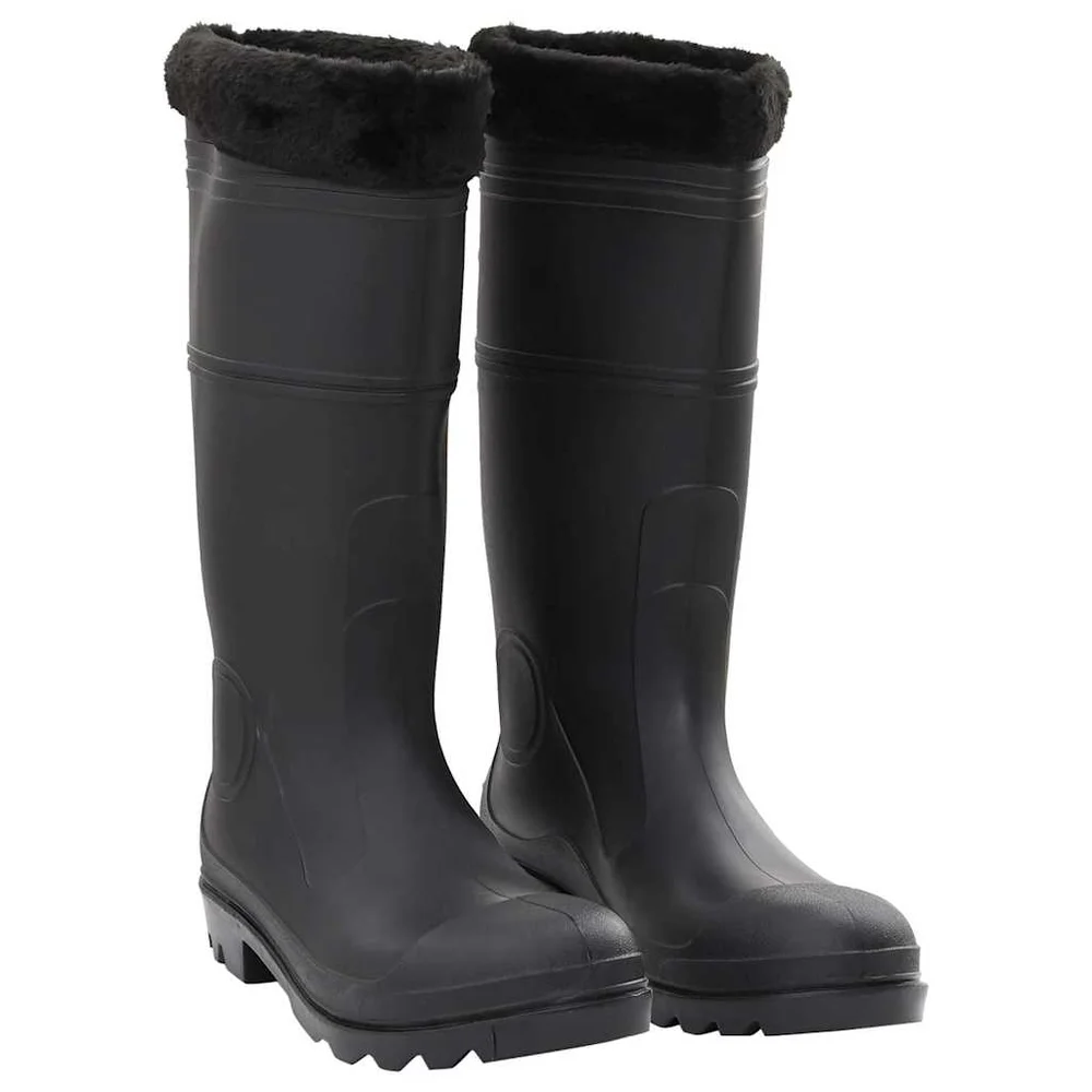 vidaXL Regnstøvler med avtakbare sokker svart str 44 PVC v:1590350 vidaXL Regnstøvler med avtakbare sokker svart str 44 PVC v:1590350