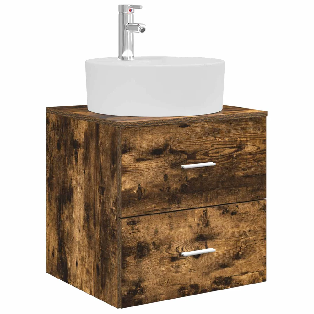 vidaXL Vegghengt vaskeservant Røkt Eik 49,5 x 44,5 x 65 cm v:6309460